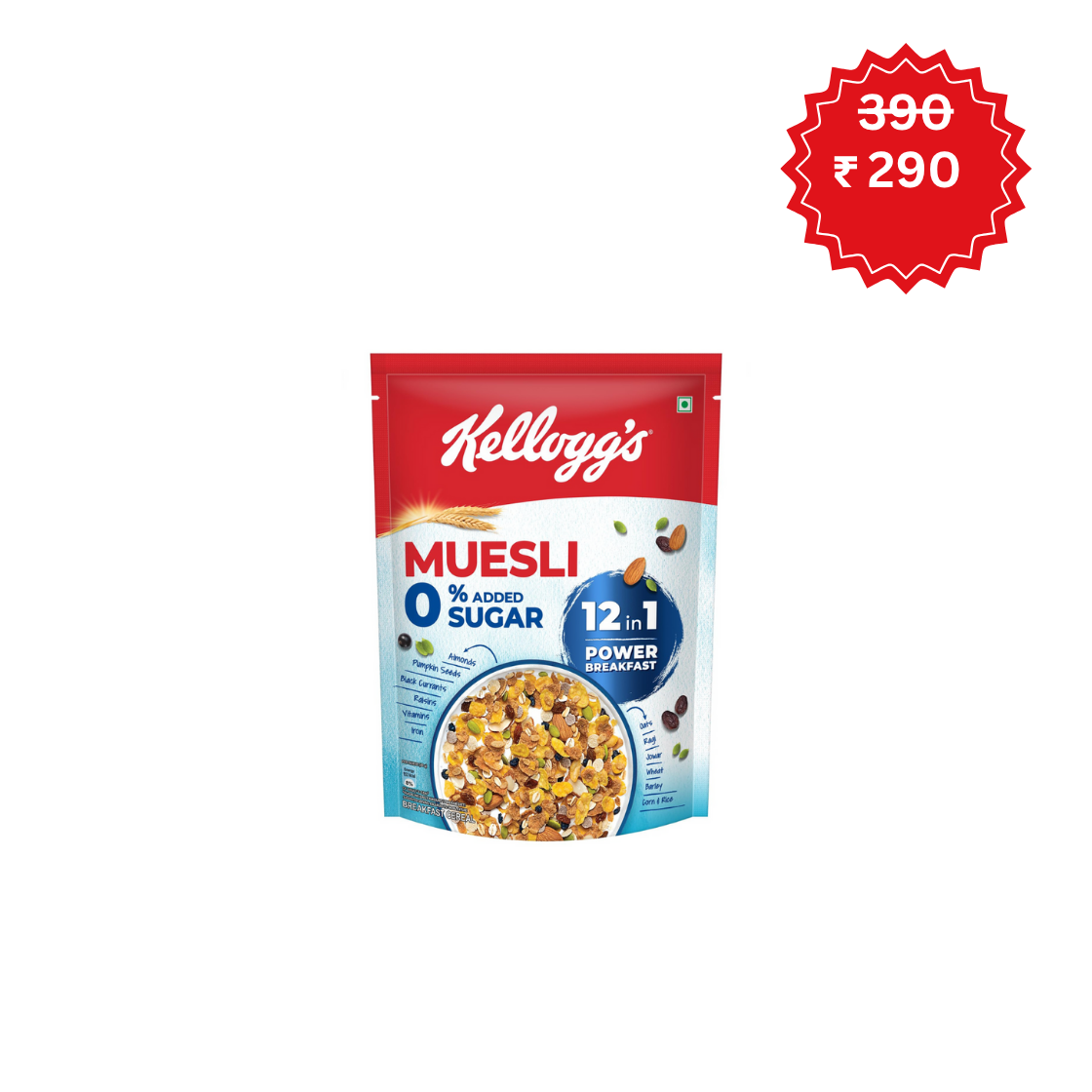 Kellogg's Muesli 0% Added Sugar 400 G Mrp- ₹390